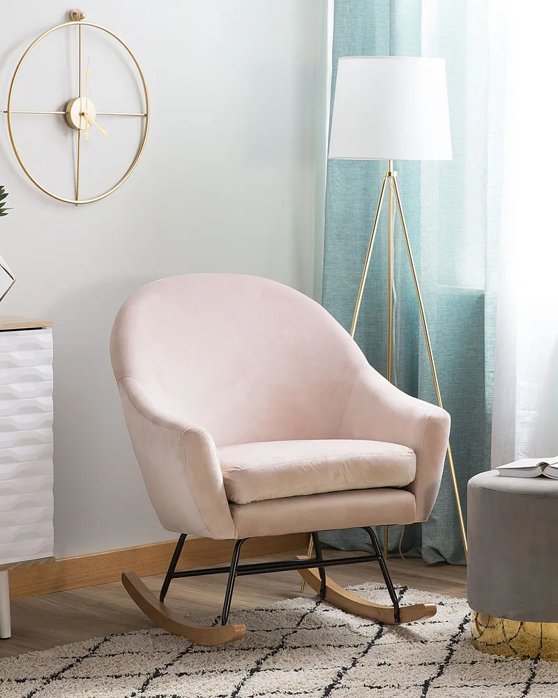 Rocking Chair OXIE Velvet Pastel Rosa