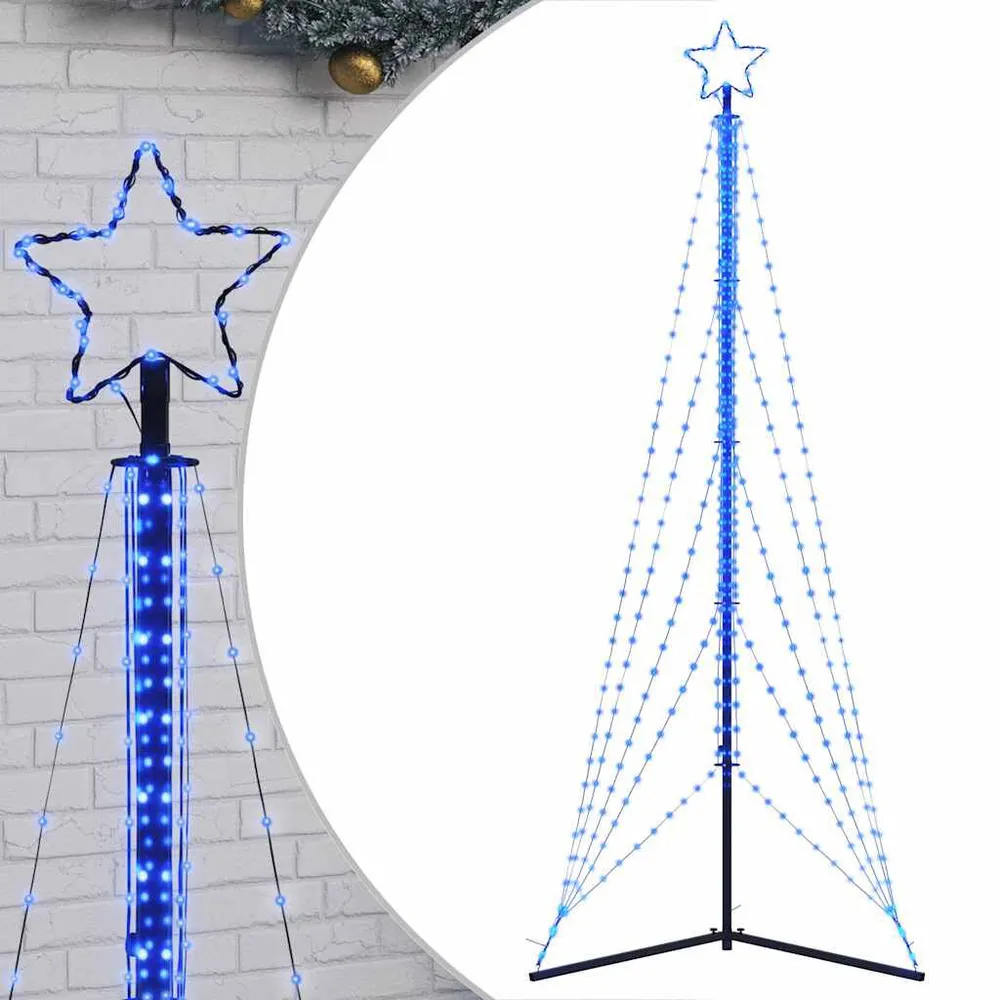 Arranjo de Flores Artificiais LED Árvore de Natal 525 LEDs Azul 302 cm