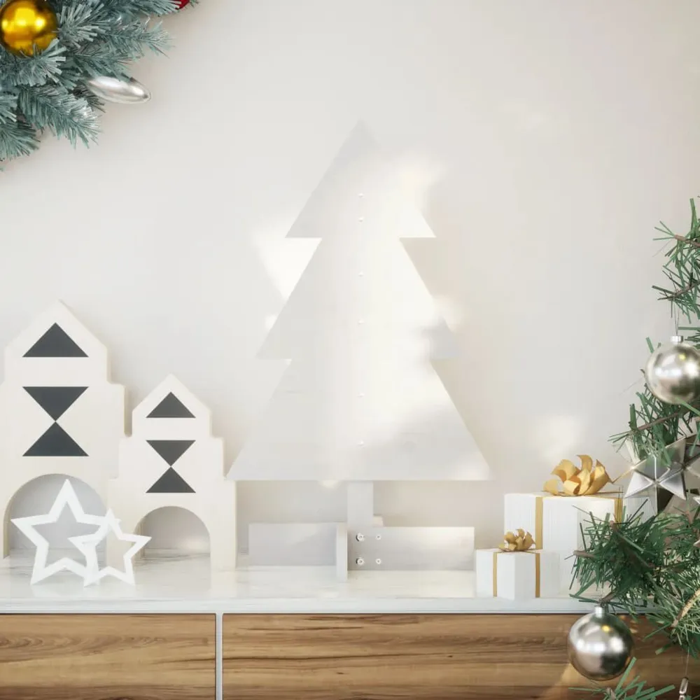 Planta Artificial em Vaso Árvore Natal decorativa 60 cm madeira de pinho maciç branco