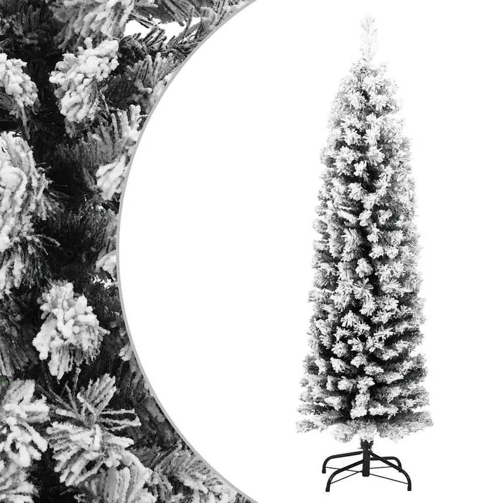 Planta de Parede Artificial Árvore de Natal artificial fina com neve 150 cm PVC verde