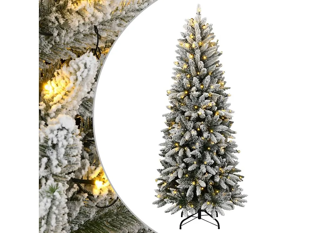 Realista de Alta Qualidade Árvore de Natal artificial com 150 luzes LED e neve 150 cm