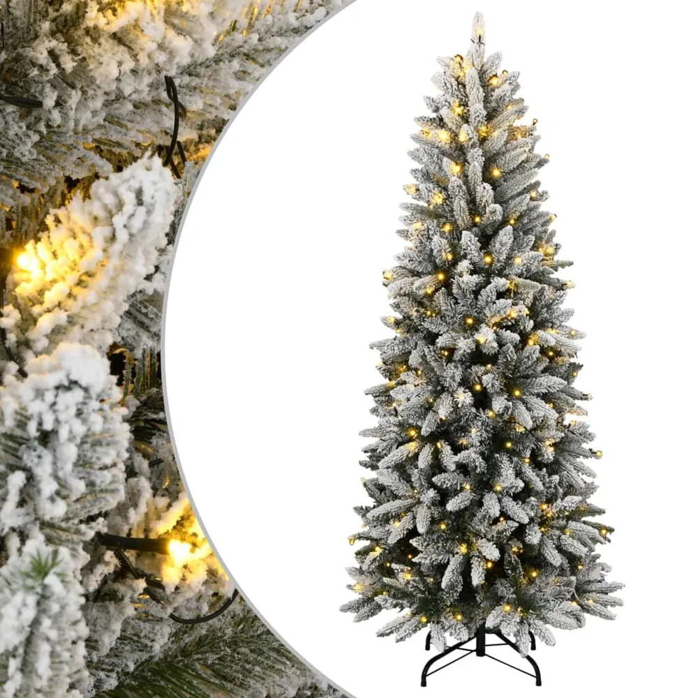 Árvore de Natal artificial com 150 luzes LED e neve 120 cm Cor Verde Natural