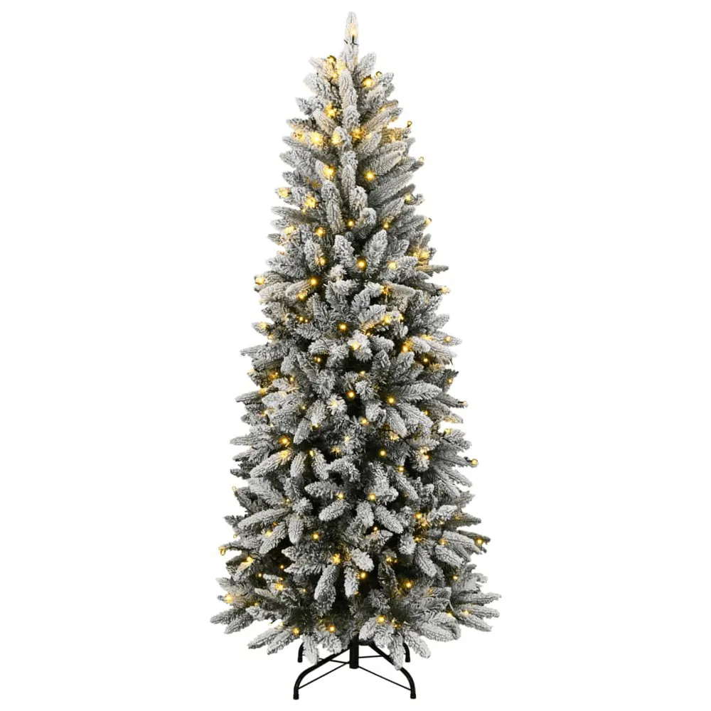 Árvore de Natal artificial com 150 luzes LED e neve 120 cm Cor Verde Natural