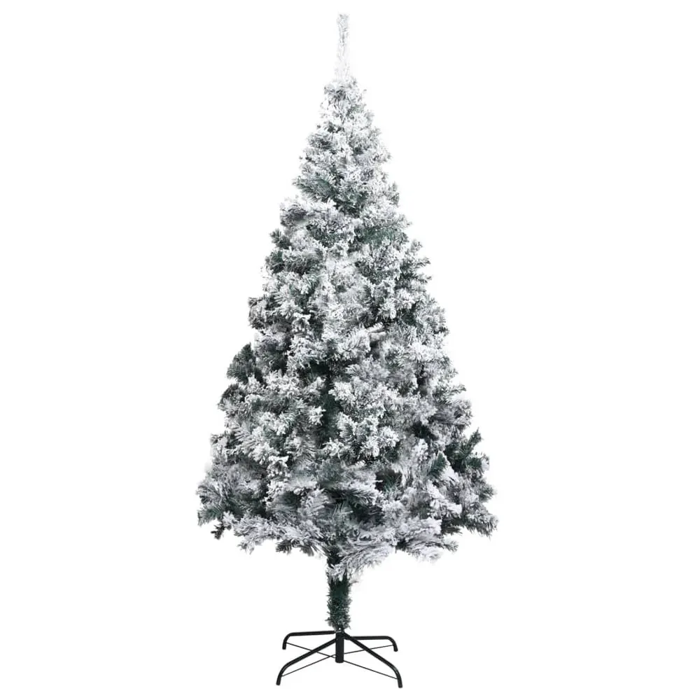 Árvore de Natal artificial com flocos de neve 240 cm PVC verde Conjunto de 6 Unidades