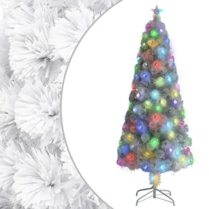 Árvore de Natal artificial com LEDs 210 cm fibra ótica branco Ideal para Decoração de Casa