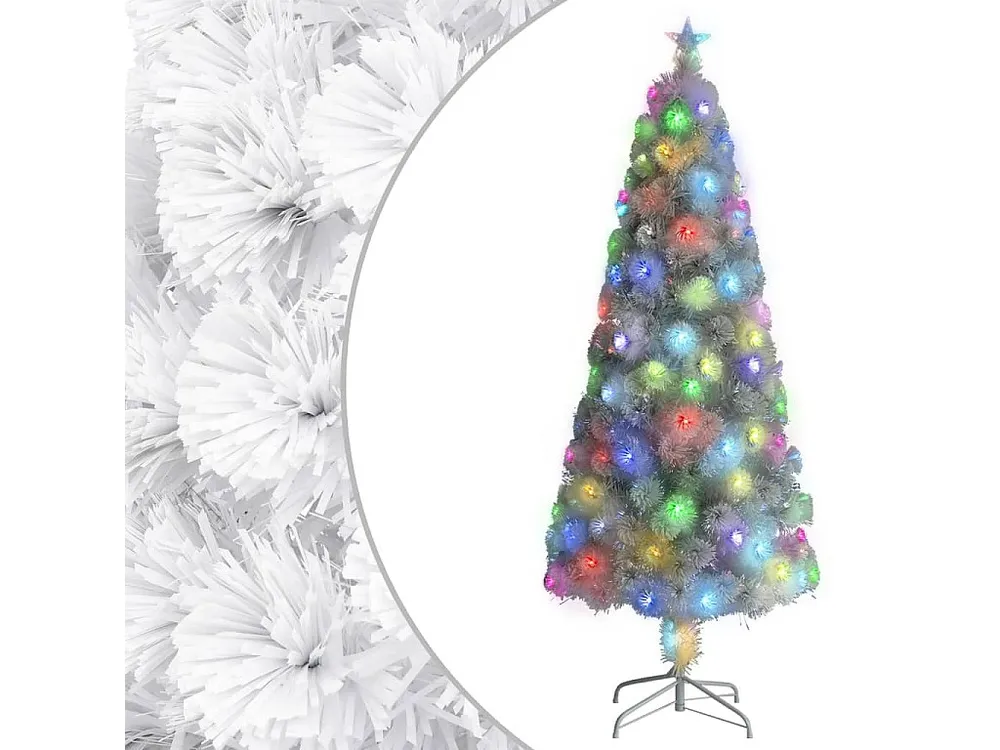 Árvore de Natal artificial com LEDs 210 cm fibra ótica branco Ideal para Decoração de Casa
