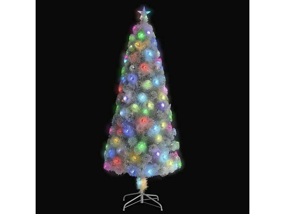 Árvore de Natal artificial com LEDs 210 cm fibra ótica branco Ideal para Decoração de Casa