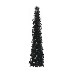 Árvore de Natal pop-up artificial 120 cm PET preto Altura 1.2 Metros