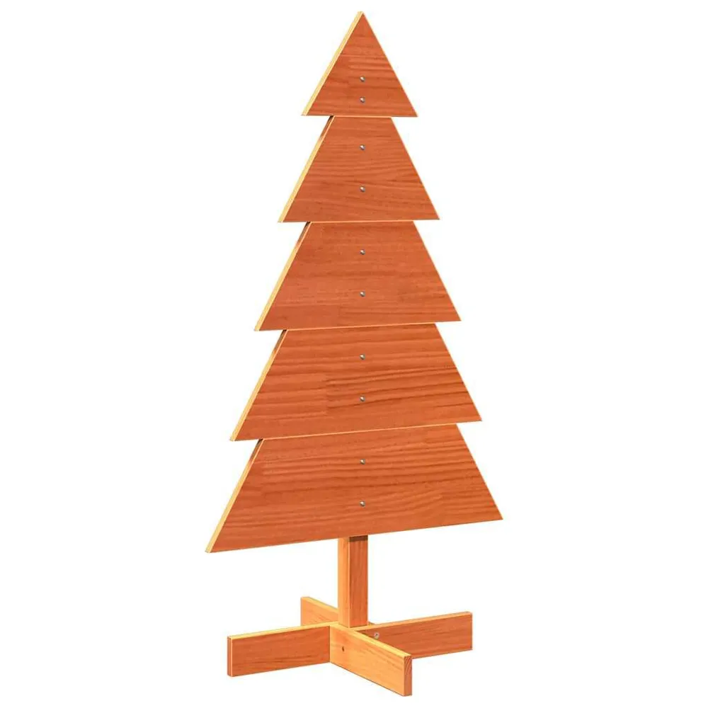 Árvore de Natal decorativa 100 cm pinho maciço castanho-mel com Luzes LED Brancas Quentes