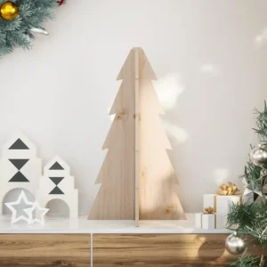 Árvore de Natal decorativa 69,5 cm madeira de pinho maciç com Sistema de Iluminação Integrado