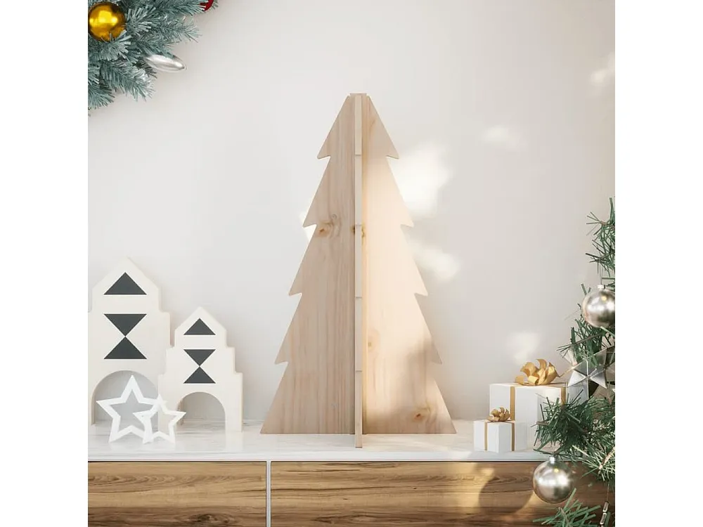 Árvore de Natal decorativa 69,5 cm madeira de pinho maciç com Sistema de Iluminação Integrado