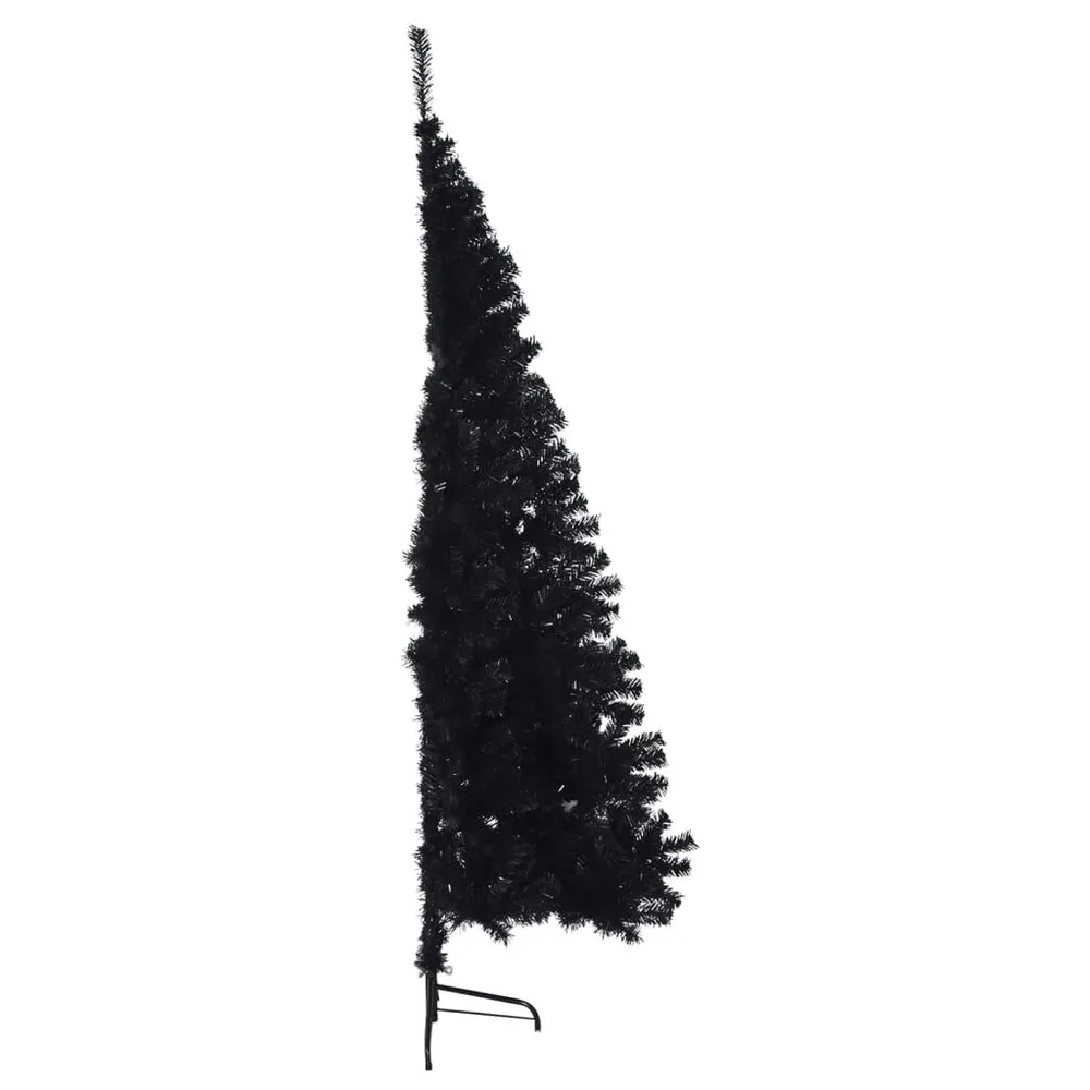 Meia árvore de Natal artificial com suporte 240 cm PVC preto vidaXL