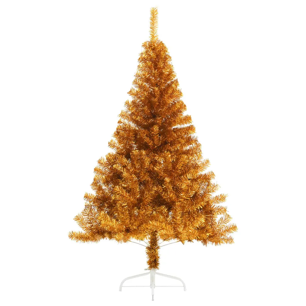 Meia árvore de Natal artificial com suporte 180 cm PET dourado vidaXL