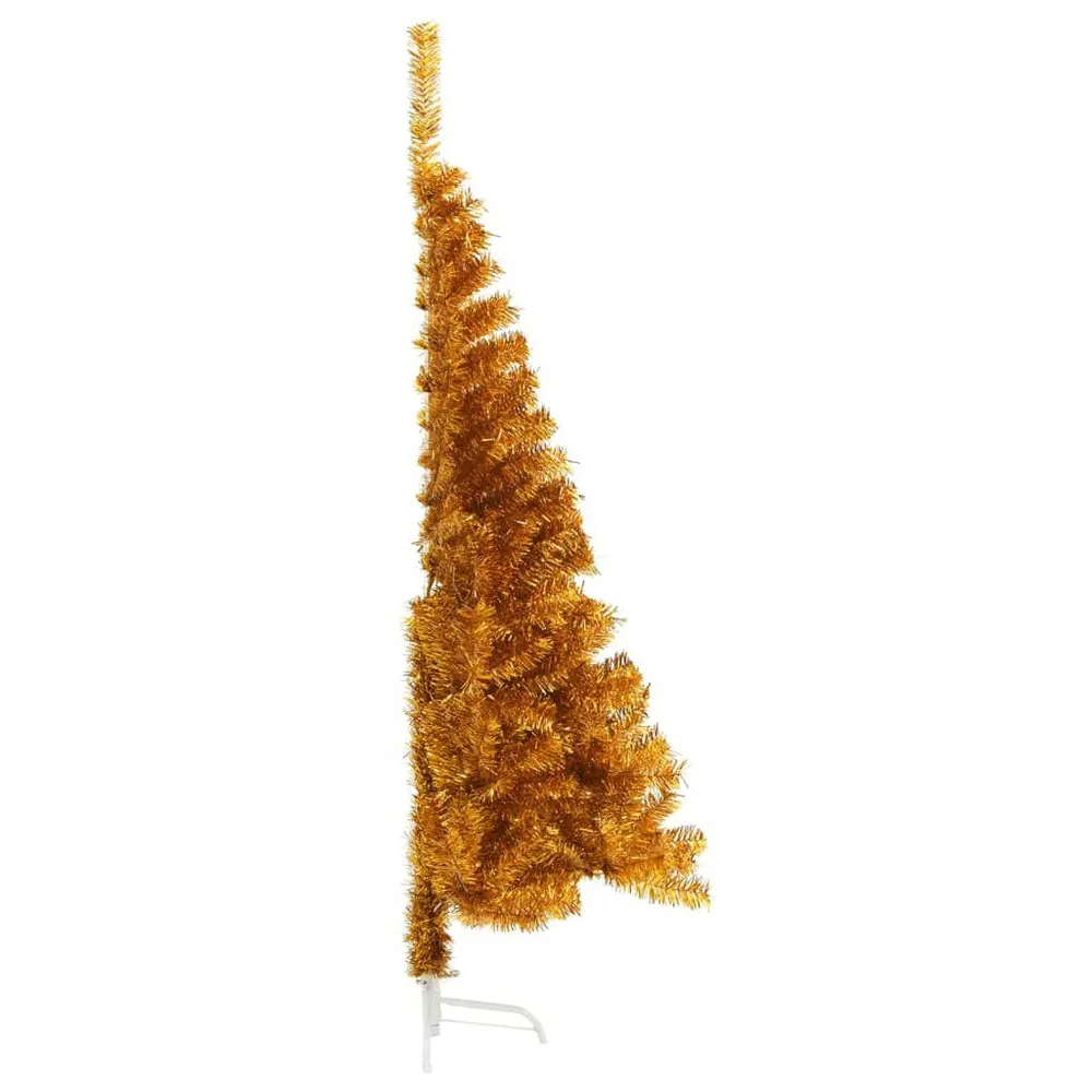 Meia árvore de Natal artificial com suporte 180 cm PET dourado vidaXL