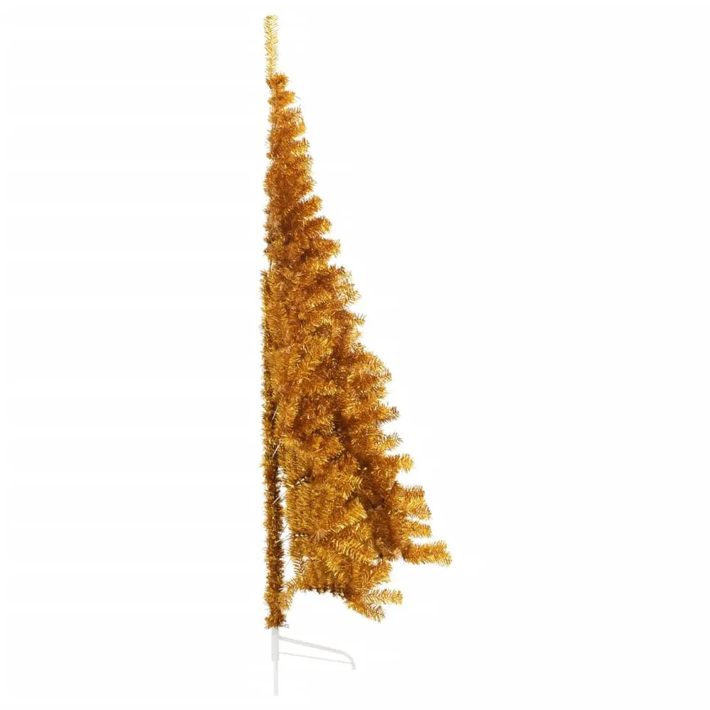 Meia árvore de Natal artificial com suporte 210 cm PET dourado vidaXL