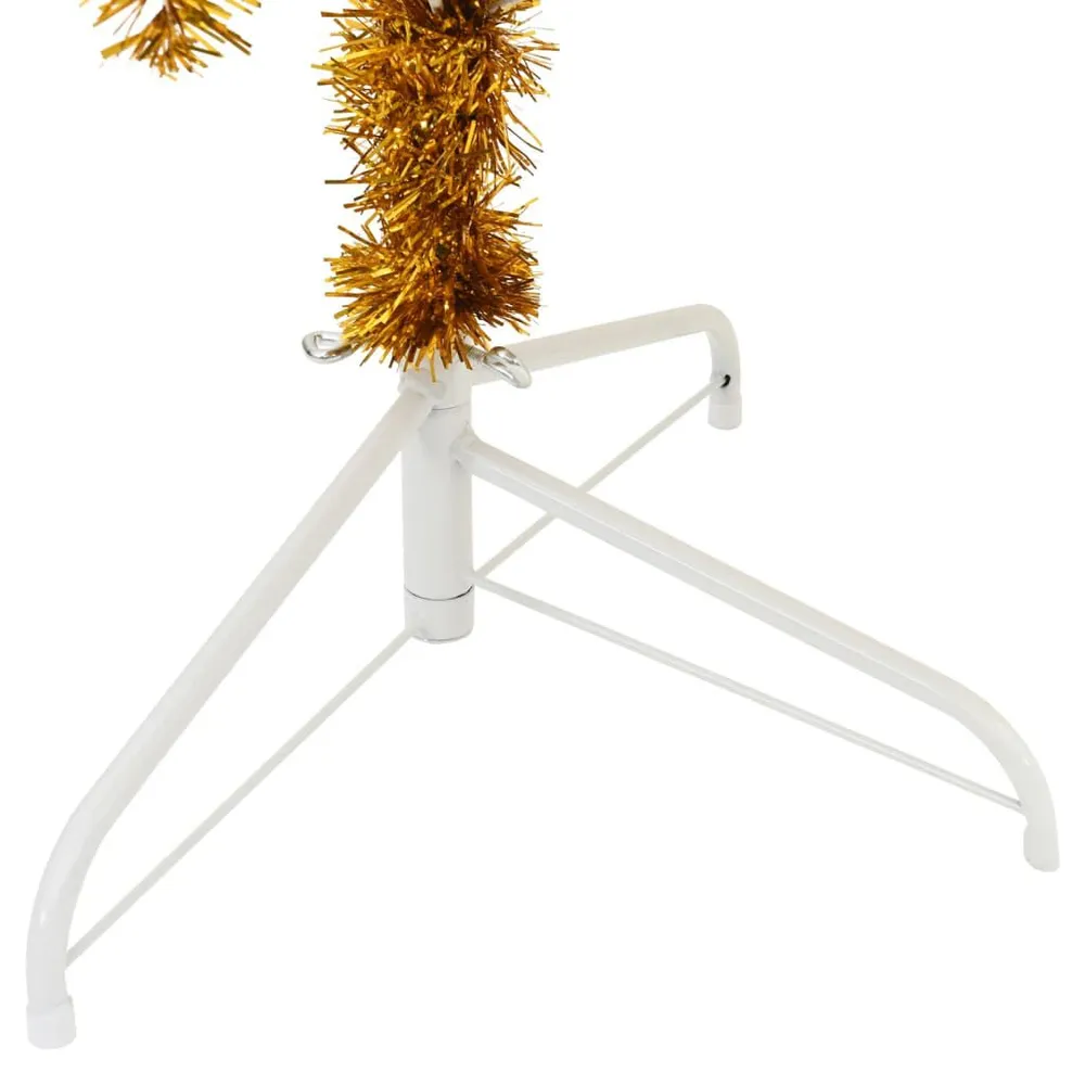 Meia árvore de Natal artificial com suporte 210 cm PET dourado vidaXL
