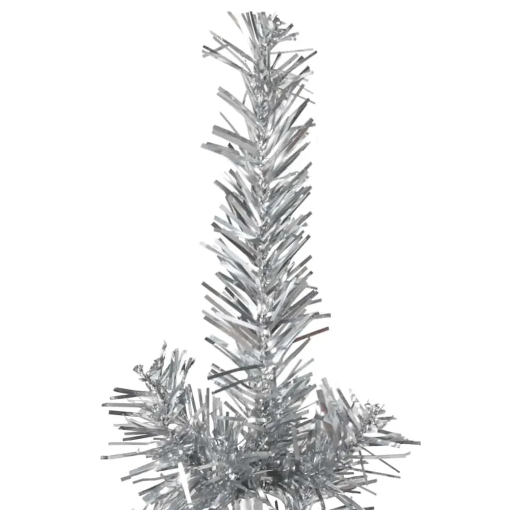 Meia árvore de Natal fina com suporte 210 cm prateado vidaXL