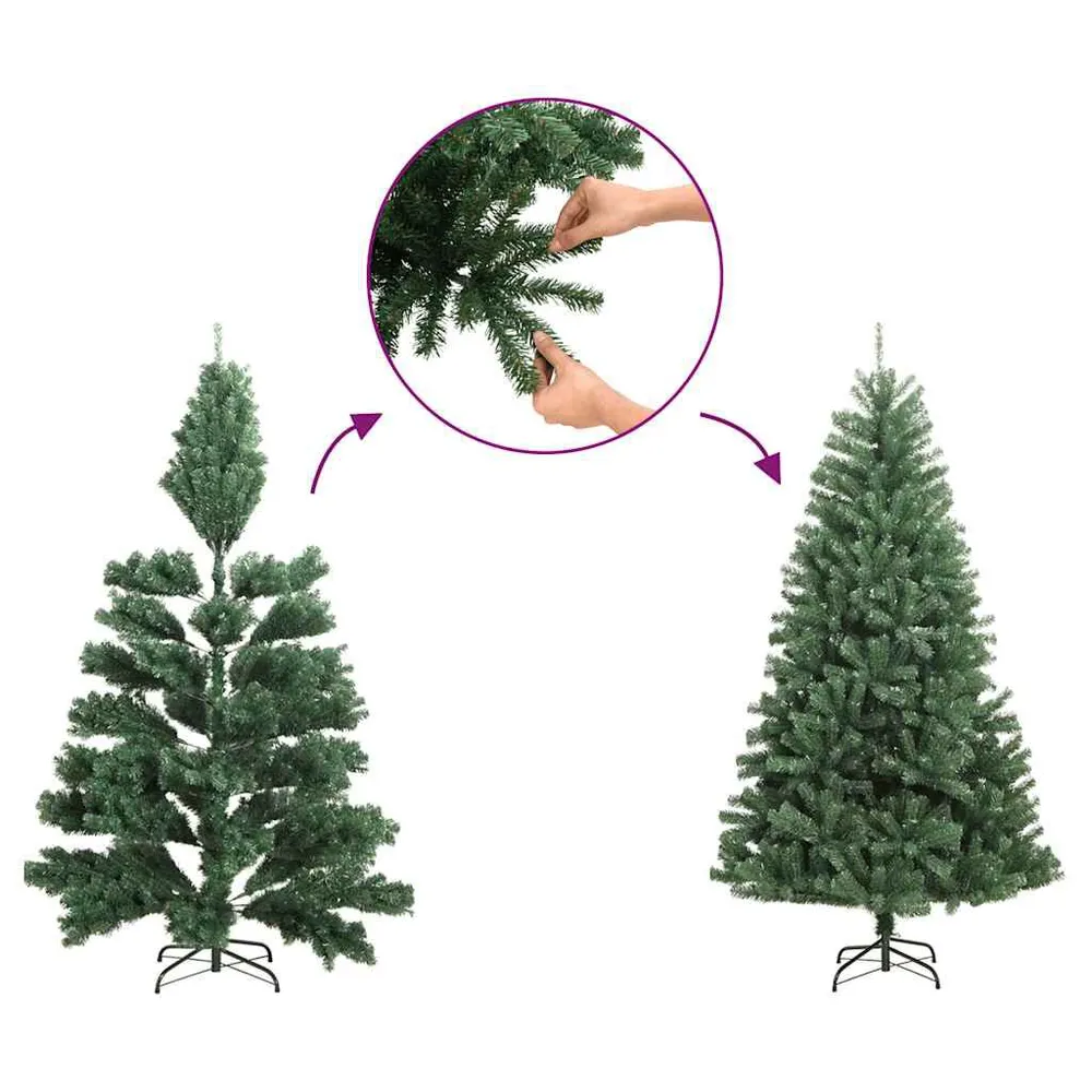 Meia árvore de Natal fina com suporte 120 cm verde vidaXL