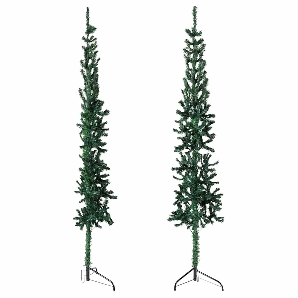 Meia árvore de Natal fina com suporte 120 cm verde vidaXL