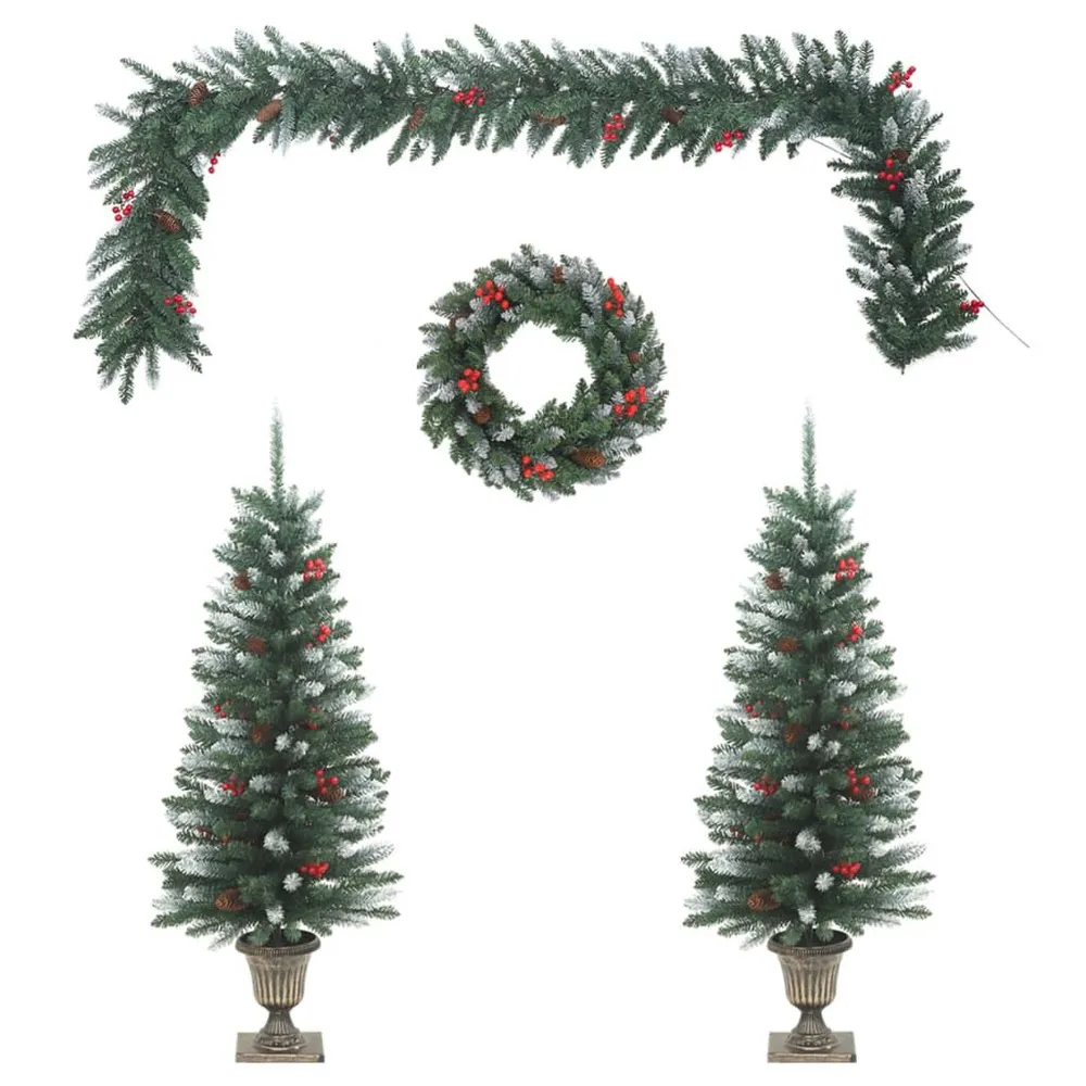 4 pcs conjunto de decorações de Natal para porta PVC vidaXL