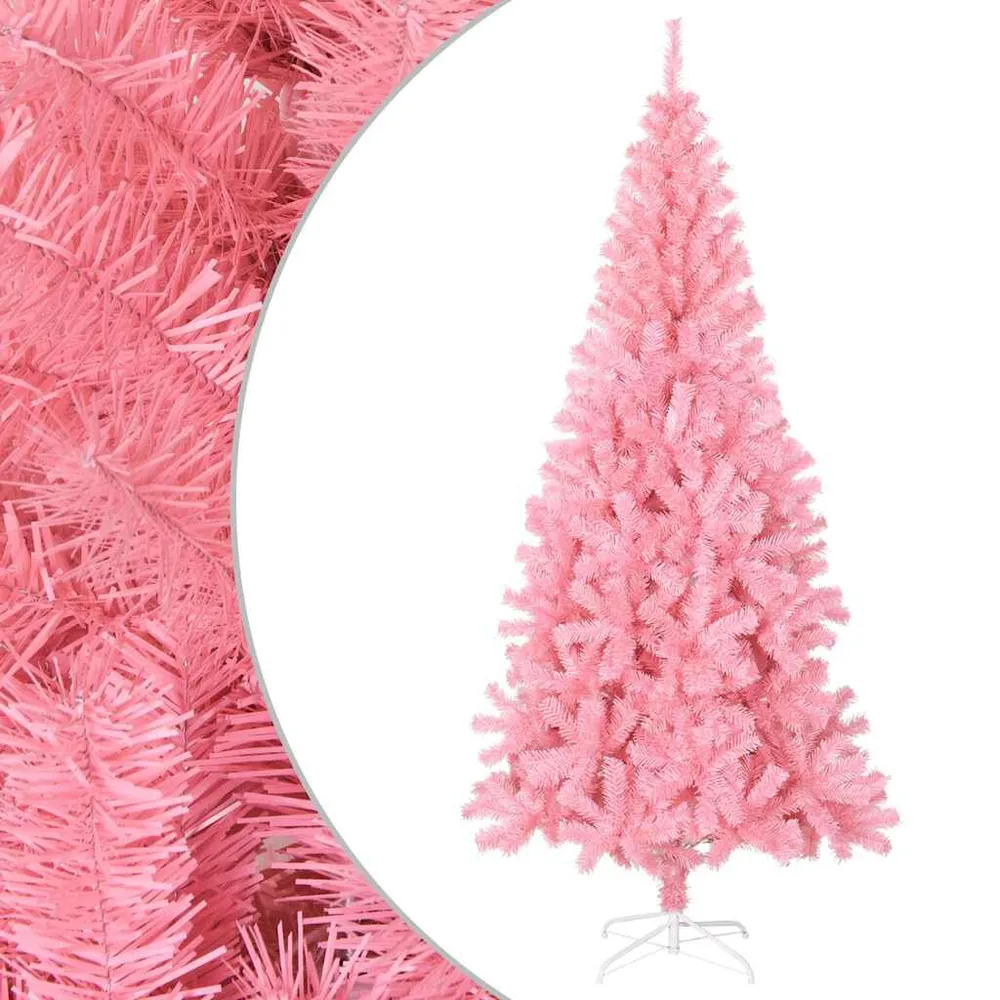 Árvore de Natal artificial com suporte 210 cm PVC rosa vidaXL