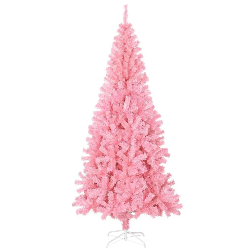 Árvore de Natal artificial com suporte 210 cm PVC rosa vidaXL