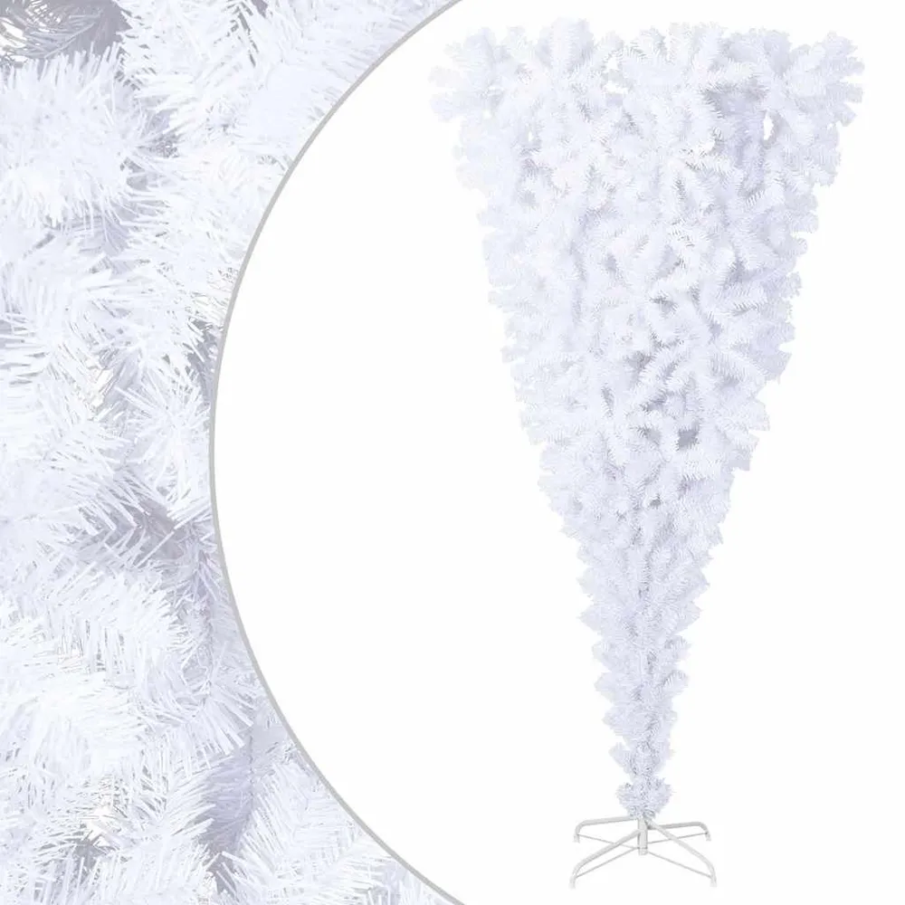 Árvore de Natal artificial invertida com suporte 210 cm branco vidaXL