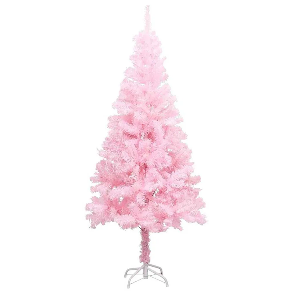 Árvore Natal artificial pré-iluminada com bolas PVC rosa vidaXL