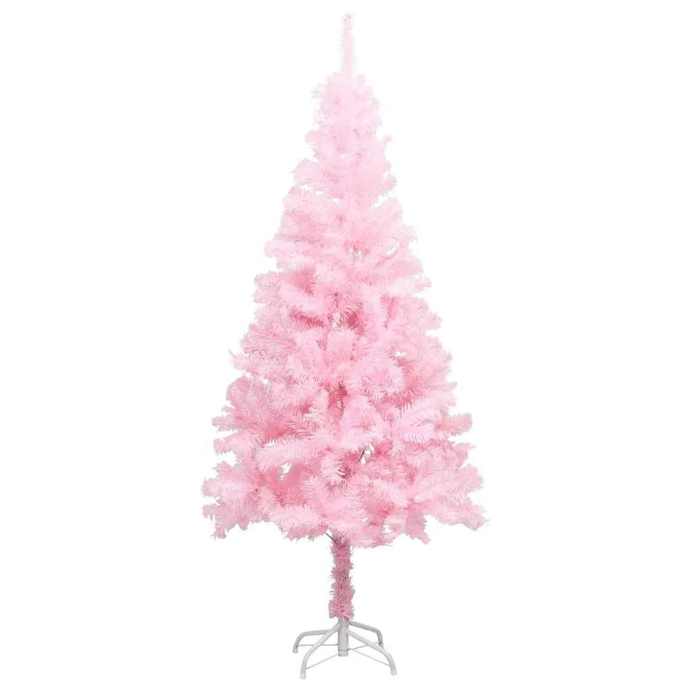 Árvore Natal artificial pré-iluminada com bolas PVC rosa vidaXL