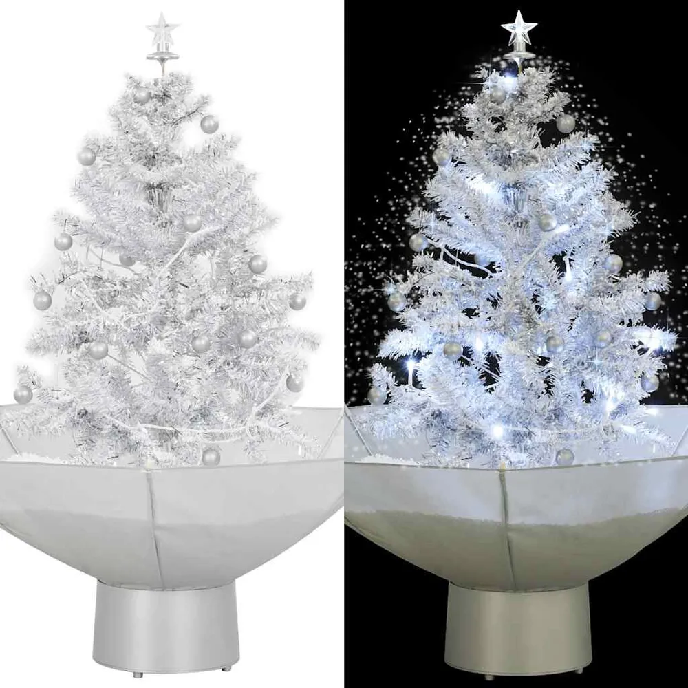 Árvore de Natal com neve base formato guarda-chuva 75 cm branco vidaXL