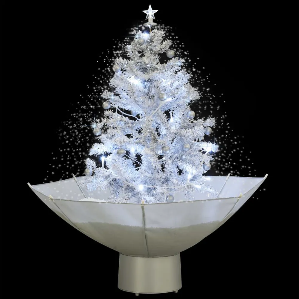 Árvore de Natal com neve base formato guarda-chuva 75 cm branco vidaXL