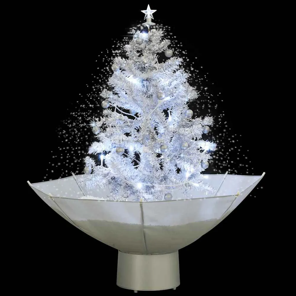 Árvore de Natal com neve base formato guarda-chuva 75 cm branco vidaXL
