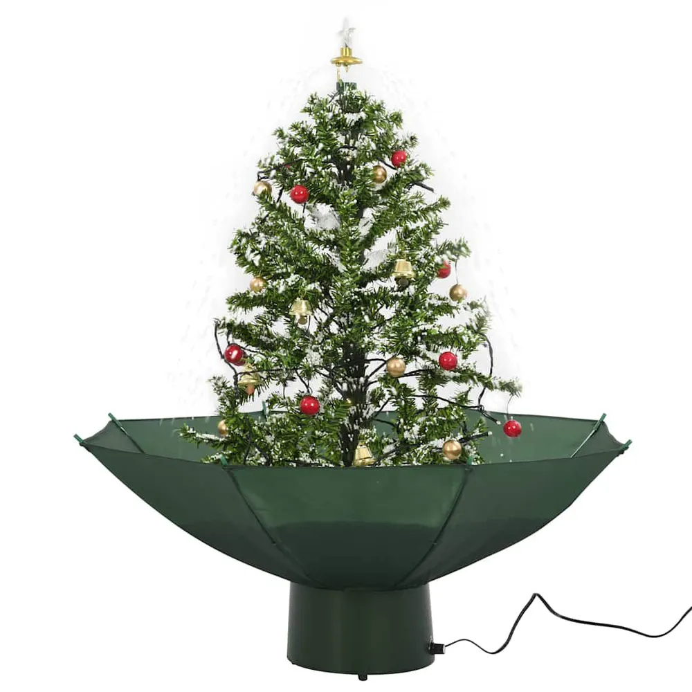 Árvore de Natal com neve base formato guarda-chuva 75 cm verde vidaXL