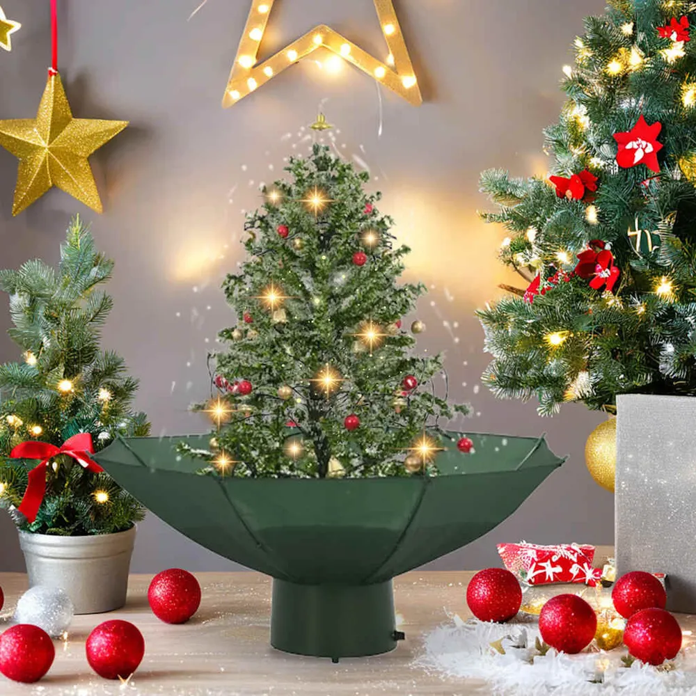 Árvore de Natal com neve base formato guarda-chuva 75 cm verde vidaXL