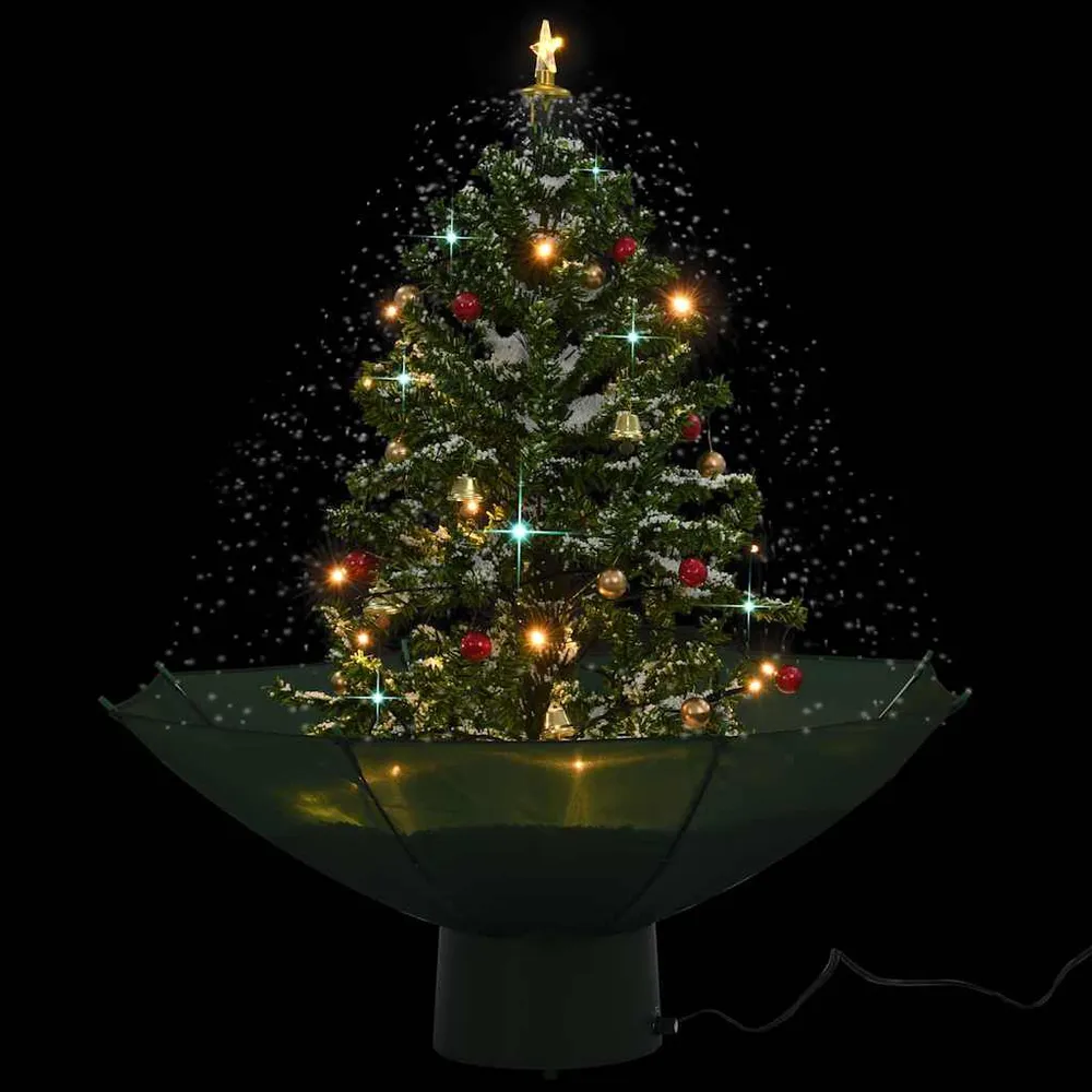 Árvore de Natal com neve base formato guarda-chuva 75 cm verde vidaXL
