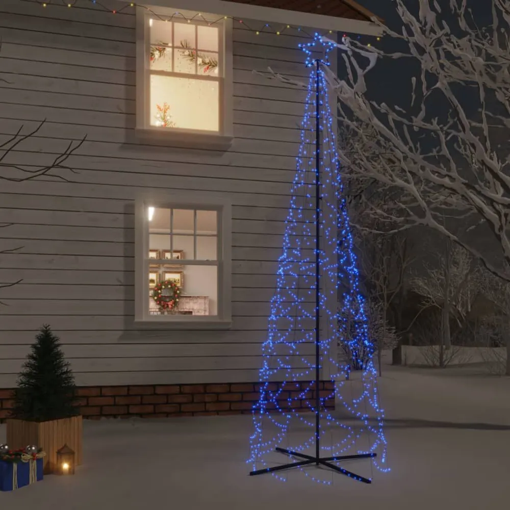 Árvore de Natal em cone 500 luzes LED 100x300 cm azul vidaXL