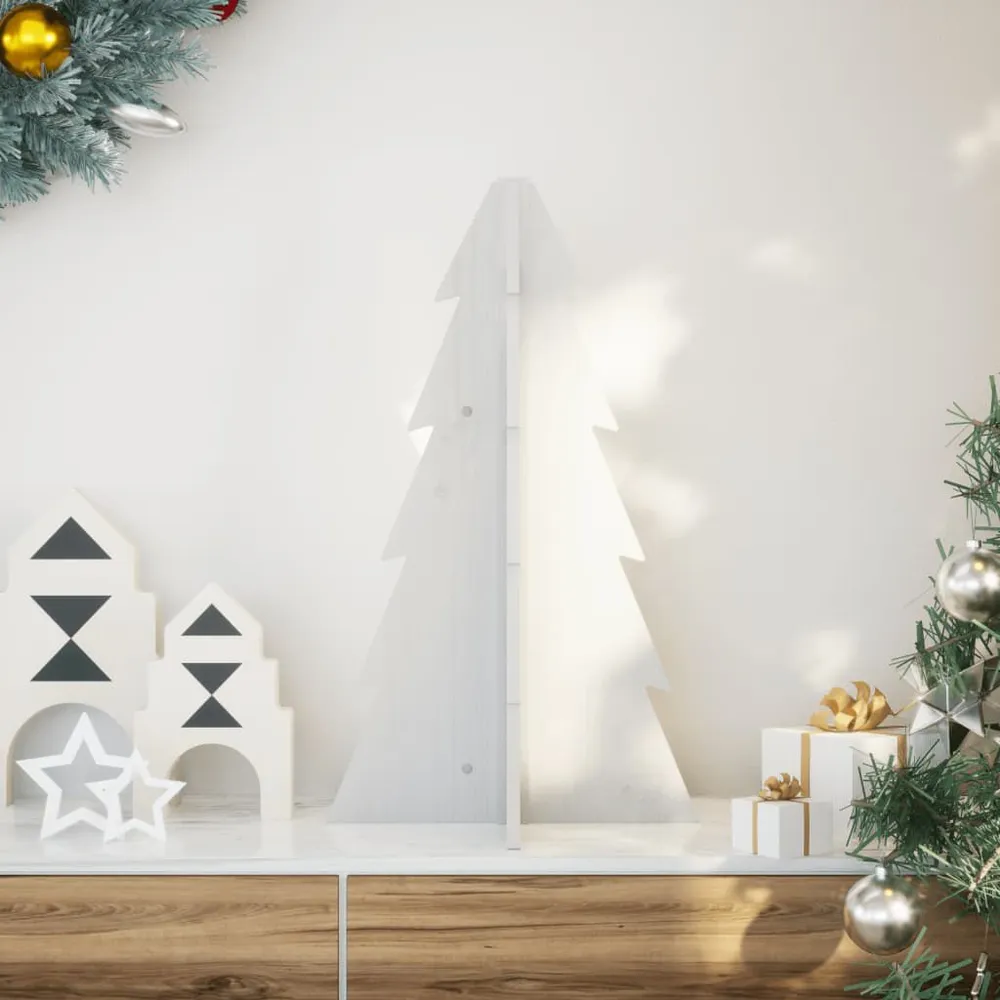Árvore Natal decorativa 69,5 cm madeira de pinho maciç branco vidaXL