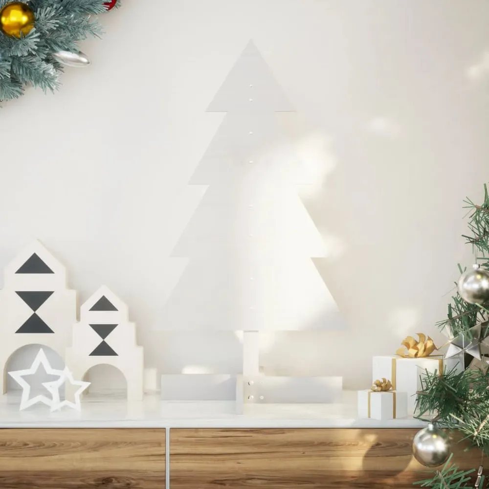 Árvore Natal decorativa 80 cm madeira de pinho maciç branco vidaXL
