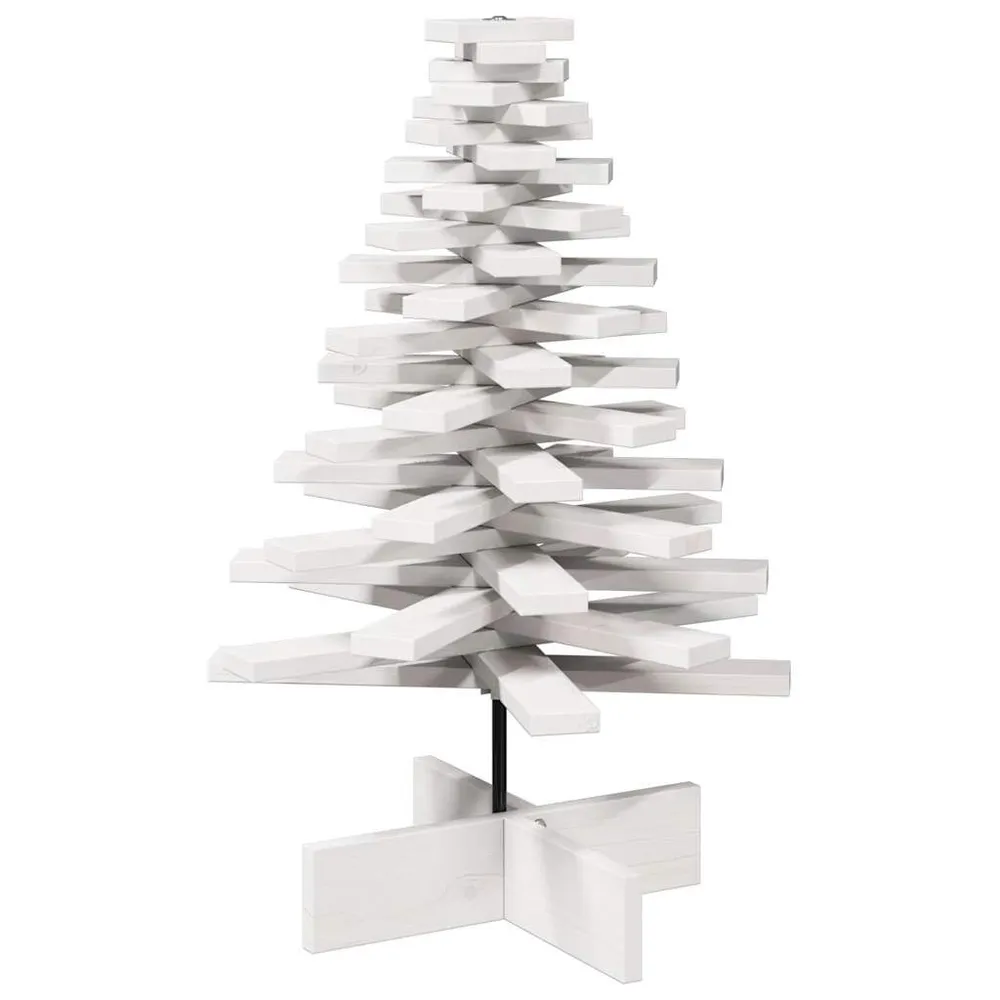 Árvore Natal decorativa 80 cm madeira de pinho maciç branco vidaXL