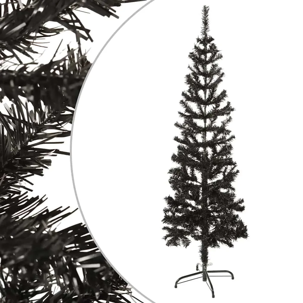 Árvore de Natal fina 150 cm preto vidaXL