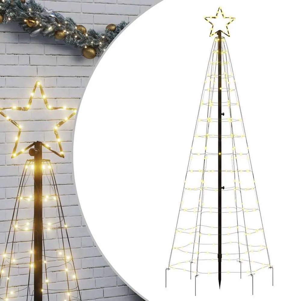 Árvore de Natal LED com Spikes 220 LEDs Branco Quente 180 cm vidaXL