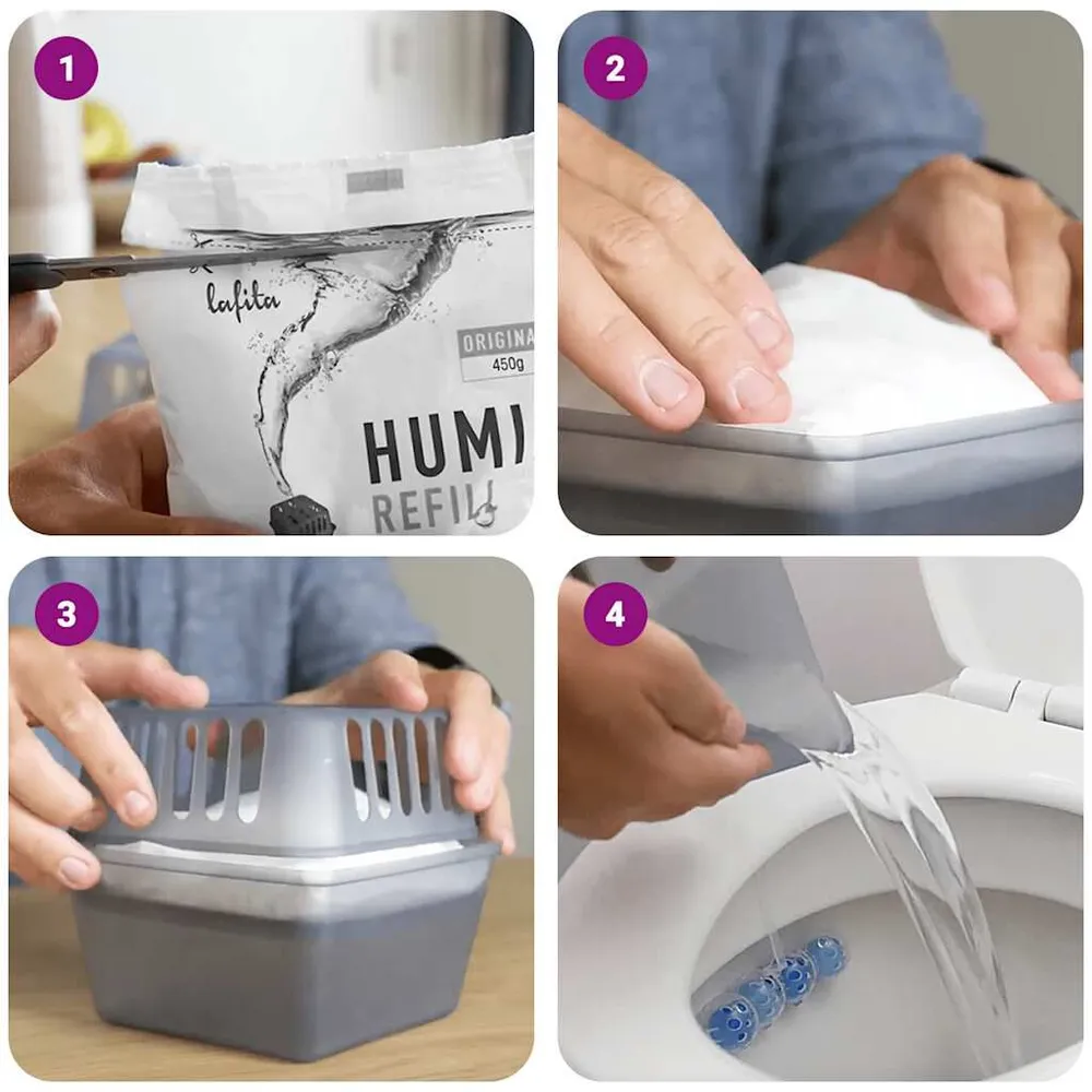 Absorventes de humidade com sacos de recarga 2 unidades 900 g