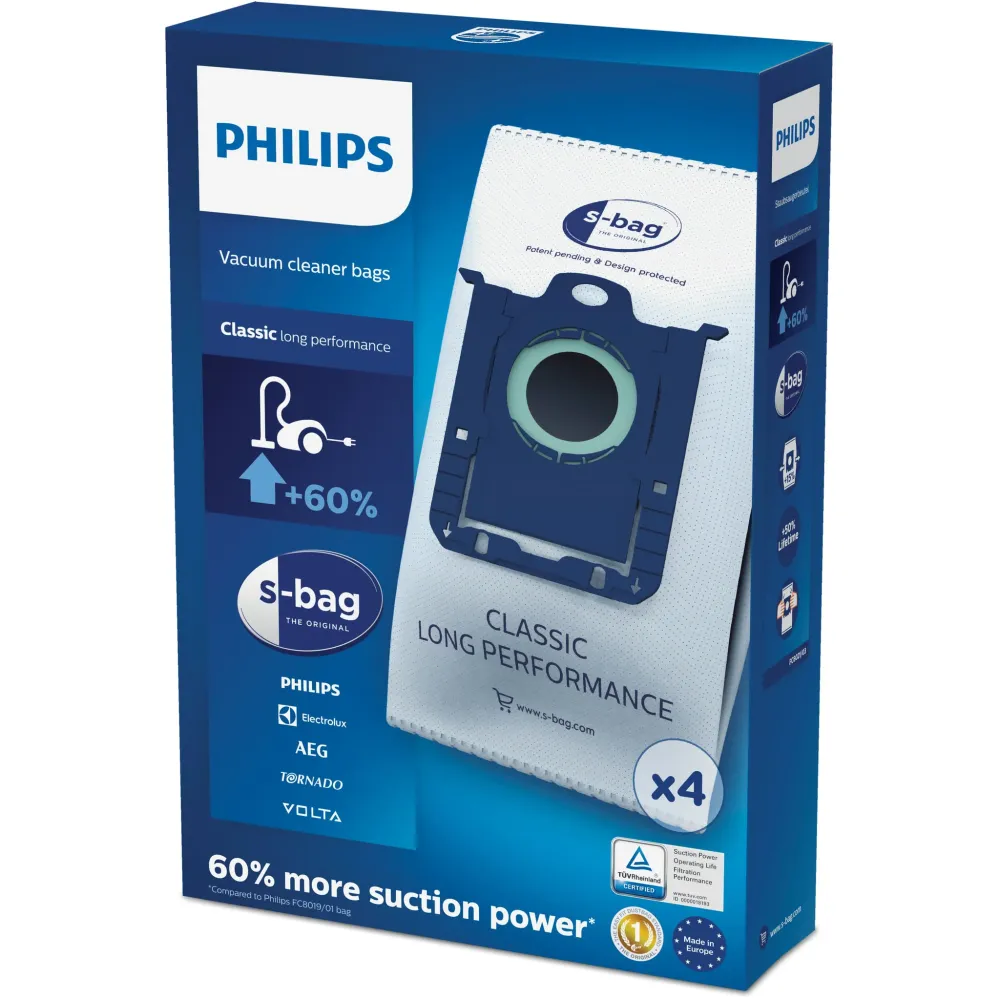 Carregador para Aspirador Sacos para aspirador Philips FC 8021/03 | 4 sacos, Sintético, 4 camadas