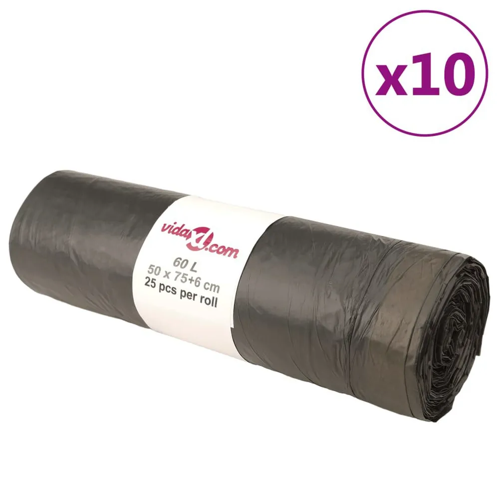 Saco para Aspirador Sacos do lixo com atilhos 250 pcs 60 L preto