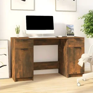 Ergonômico Premium Secretária com móvel de apoio derivados madeira carvalho fumado