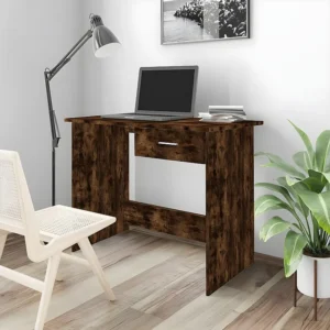 Ergonômico Secretária 100x50x76cm derivados de madeira cor carvalho fumado
