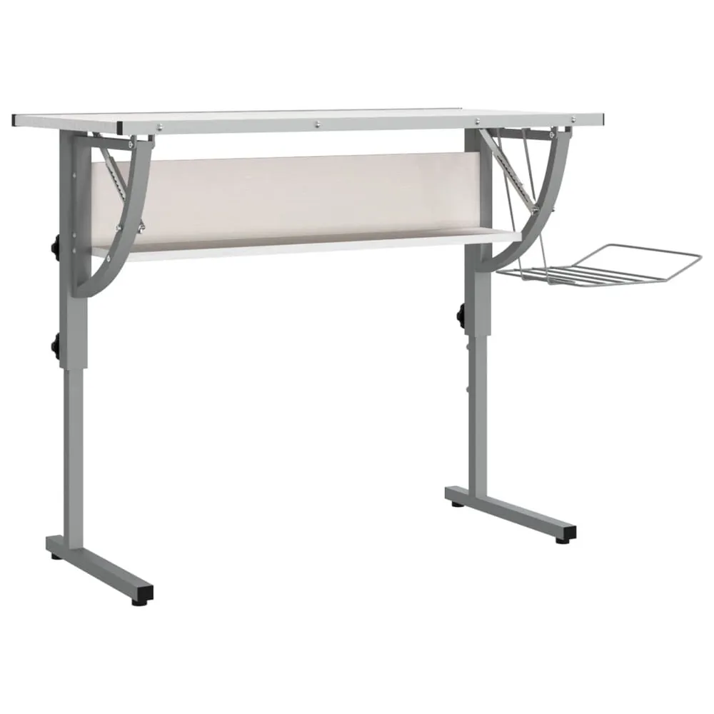 Estante de Arquivo Secretária 110x53x(58-87) cm derivados madeira/ço branco/cinza
