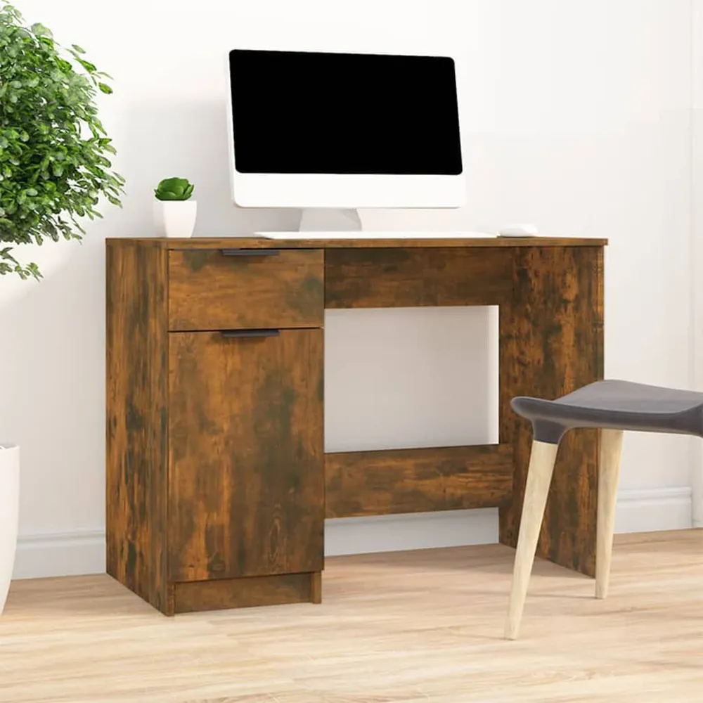 Mesa Ajustável Secretária 100x50x75cm derivados de madeira cor carvalho fumado