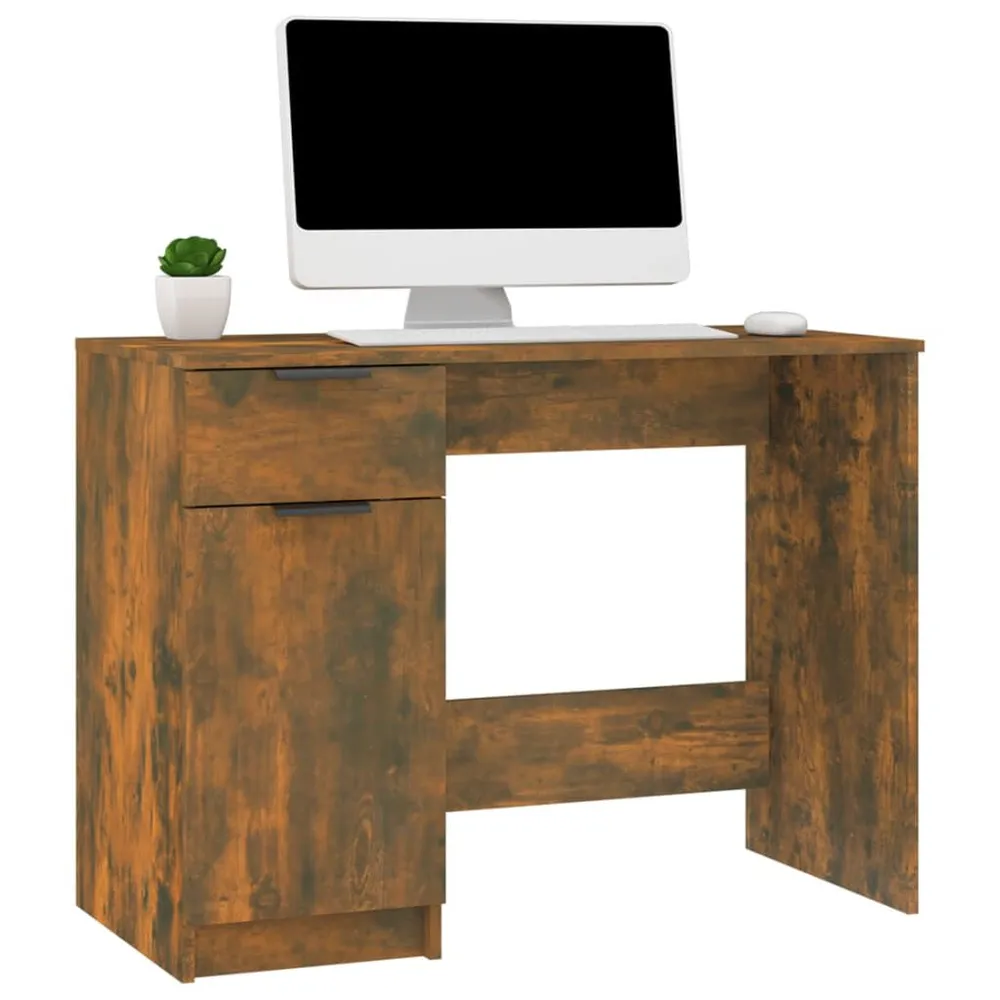 Mesa Ajustável Secretária 100x50x75cm derivados de madeira cor carvalho fumado