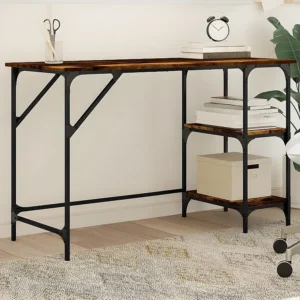 Mesa Ajustável Secretária 120x50x75 cm metal/derivados madeira carvalho fumado